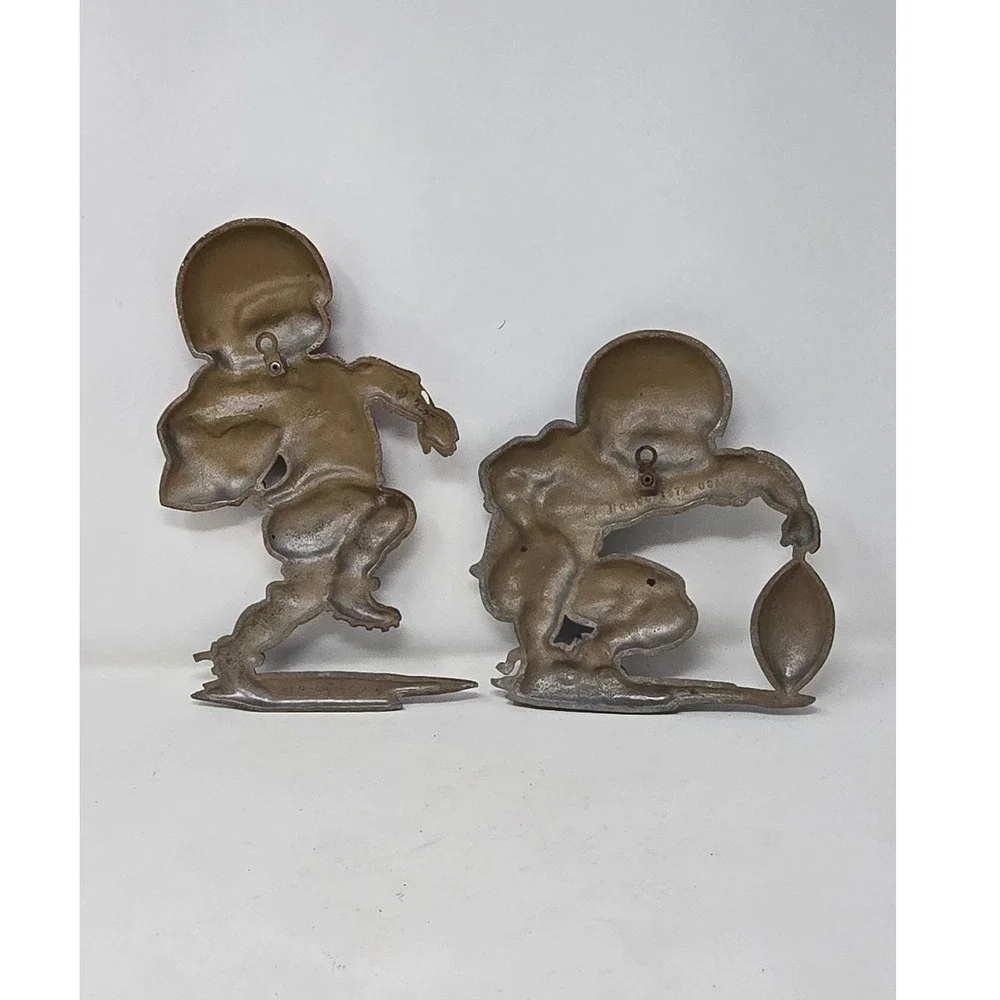 Vtg Homco 1976 cast metal‎ football players boy nursery wall decor sport mencave